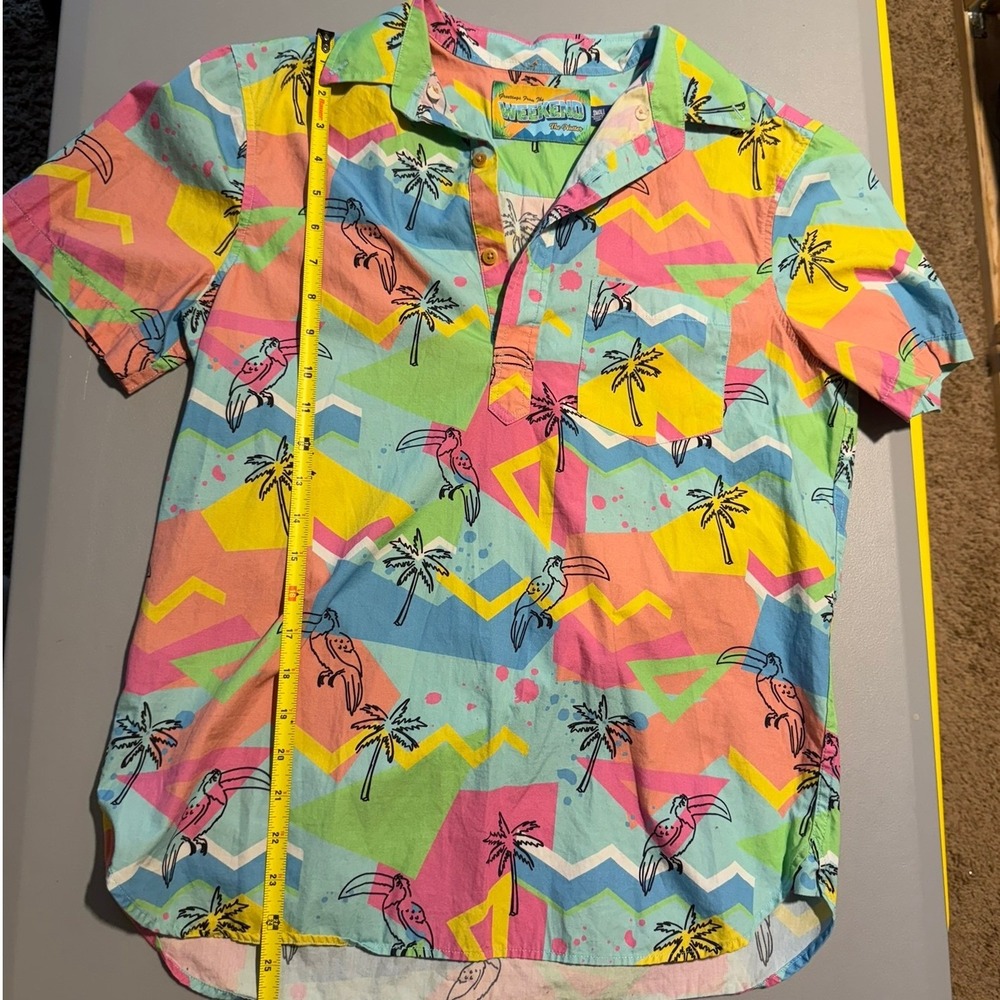 Chubbies The Nutter Mens Small Short Sleeve Tropical Toucan Popover Cotton Shirt - Picture 7 of 7